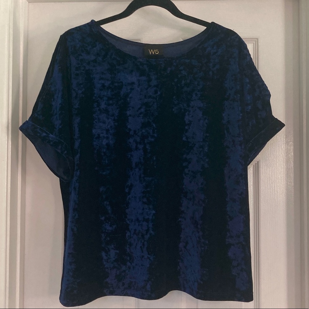 L W5 silky ‘velvet’ midnight blue blouse—so pretty!💙